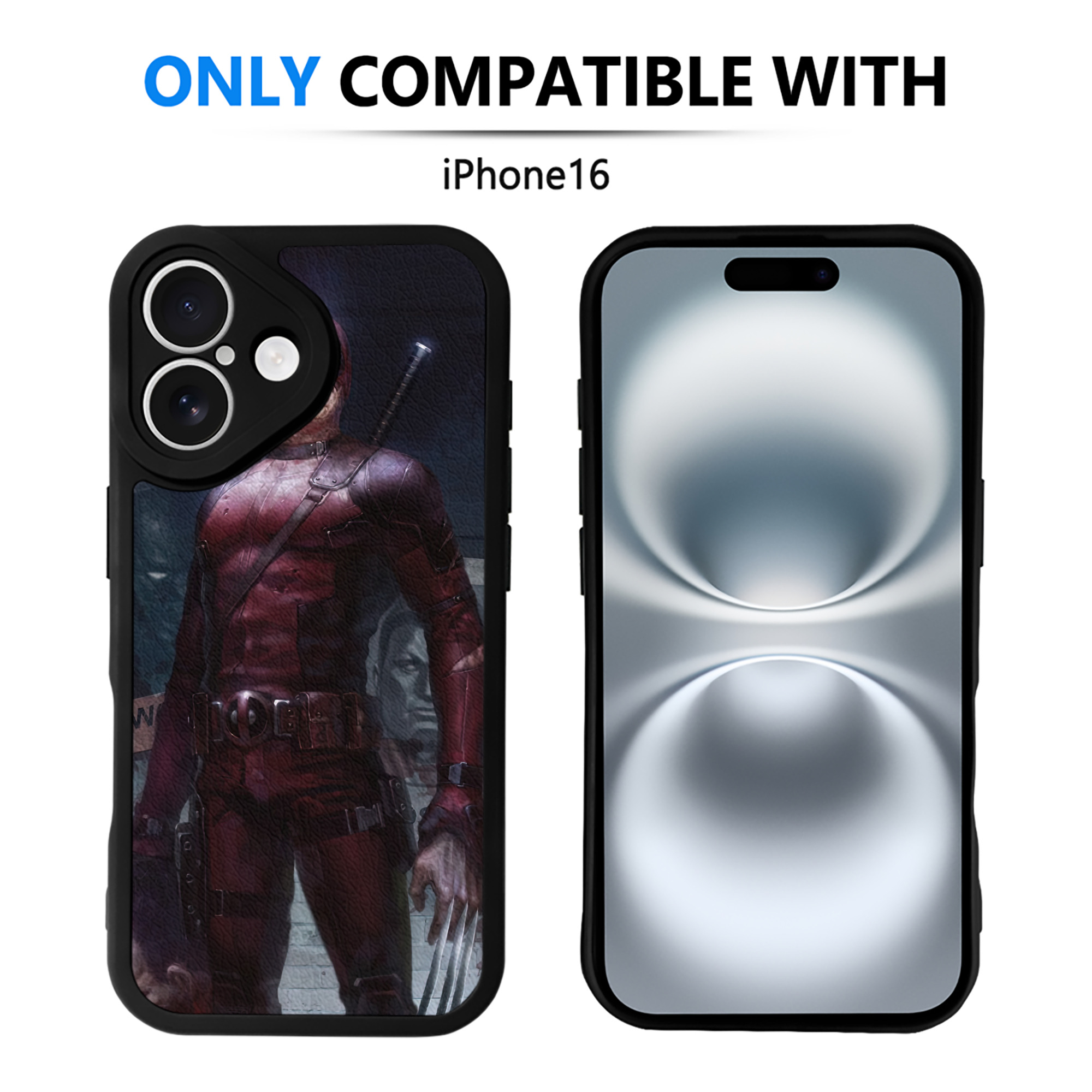 （画像用） Deadpool デッドプール 【iPhone 16シリーズ対応】シリコンスマホケース（レザー調） 材質：シリコン
